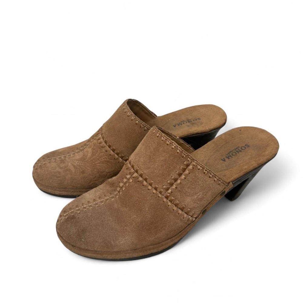 Sonoma Tan Mules with Stitch Detail
